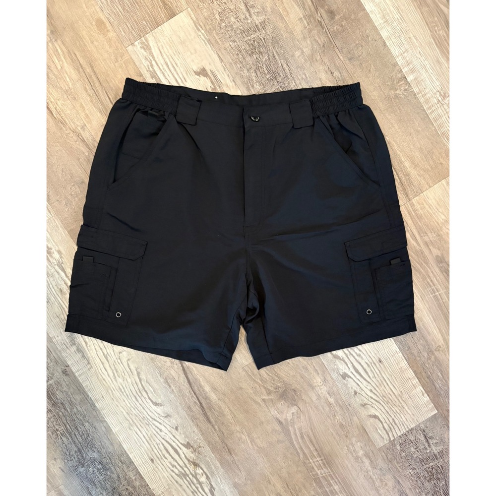 Hook & Tackle Beer Can Island Fishing Cargo Shorts Mens 40 Black Nylon Outdoor